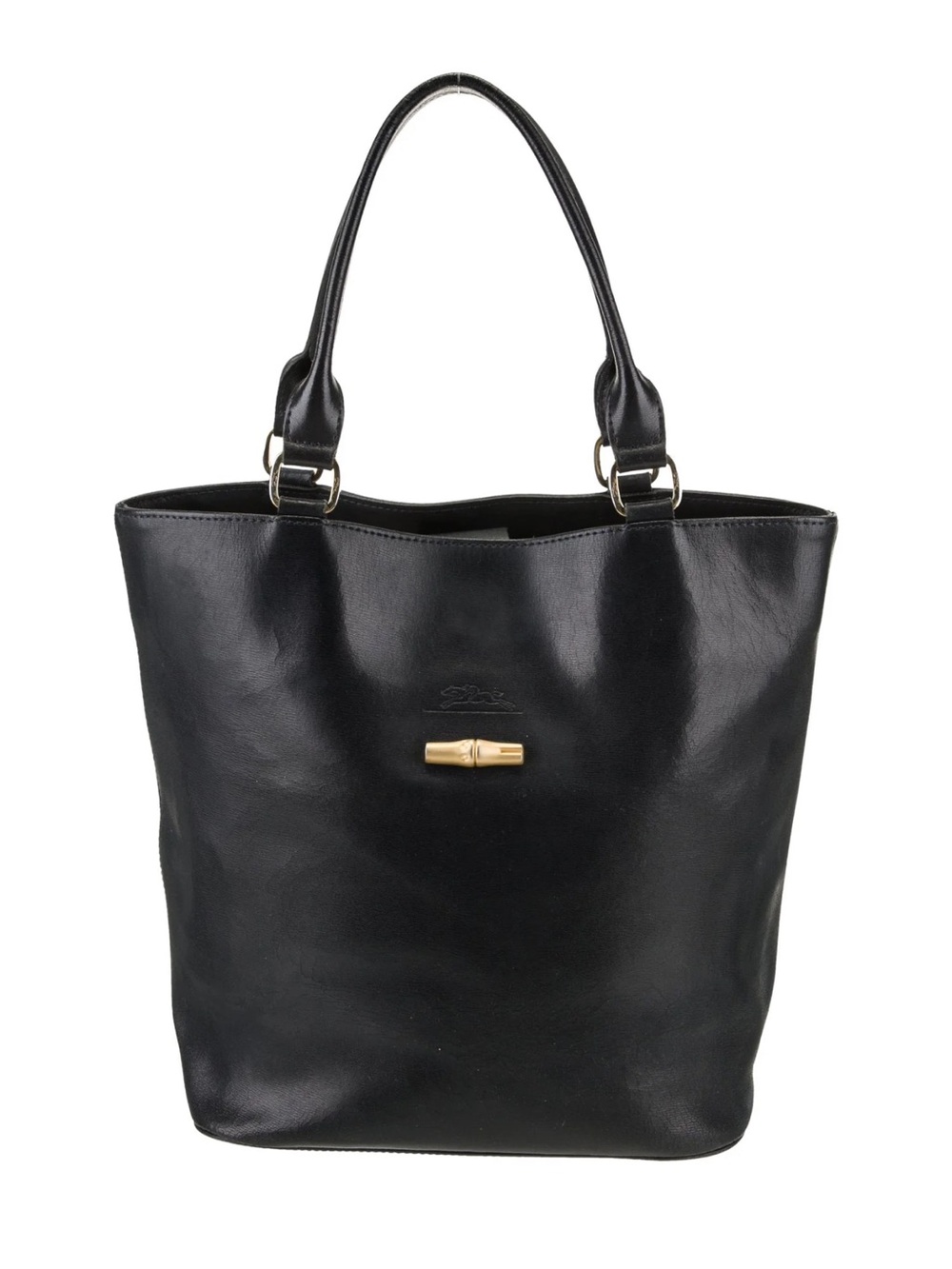 Vintage Le Roseau Medium Hobo Bucket Bag in black leather